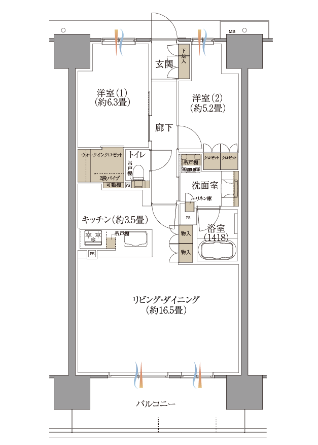 D1'タイプ(セレクト1)間取り図