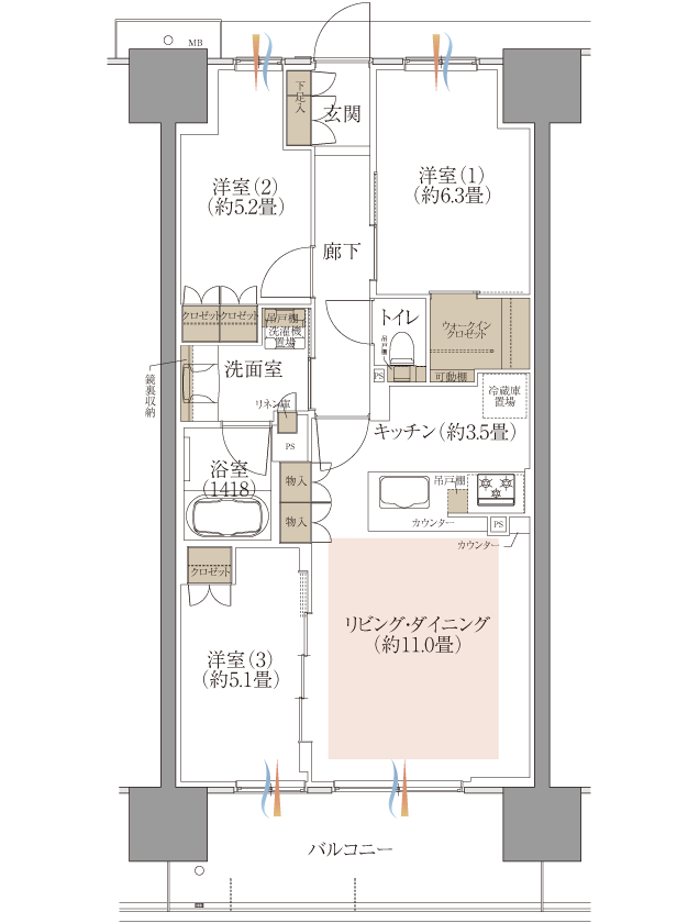 D1'タイプ間取り図